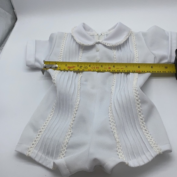 1970s Infant Boys Summer Romper White Vintage Retro Fashion Movie Wardrobe 3-6M - Picture 9 of 11